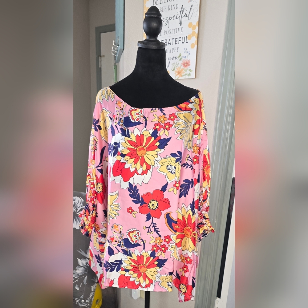 ODDY Floral Blouse - Pink, Red, Yellow (D)